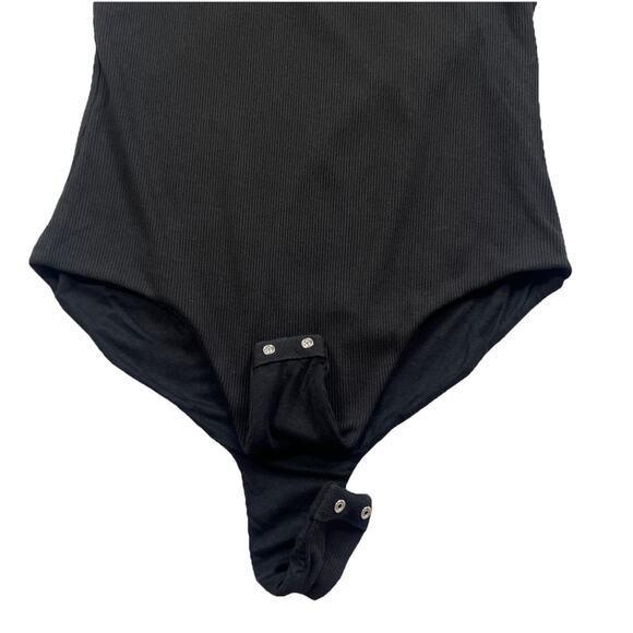 Lulus Bodysuit Womens Small Black Ribbed Jersey Knit Tank Straps High Back NWT - Picture 6 of 10